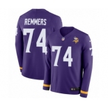 Youth Nike Minnesota Vikings #74 Mike Remmers Limited Purple Therma Long Sleeve NFL Jersey