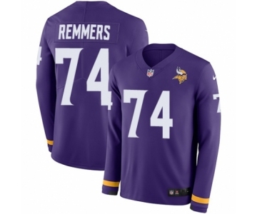 Youth Nike Minnesota Vikings #74 Mike Remmers Limited Purple Therma Long Sleeve NFL Jersey