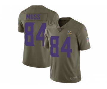 Youth Nike Minnesota Vikings #84 Randy Moss Olive Stitched NFL Limited 2017 Salute to Service Jersey