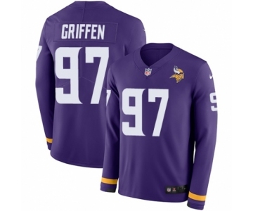 Youth Nike Minnesota Vikings #97 Everson Griffen Limited Purple Therma Long Sleeve NFL Jersey