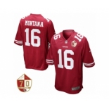 Men San Francisco 49ers #16 Joe Montana Nike Scarlet 70th Anniversary Patch Retired Game Jersey