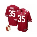 Men San Francisco 49ers #35 Eric Reid Scarlet 70th Anniversary Patch Game Jersey