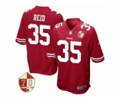 Men San Francisco 49ers #35 Eric Reid Scarlet 70th Anniversary Patch Game Jersey