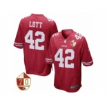 Men San Francisco 49ers #42 Ronnie Lott Nike Scarlet 70th Anniversary Patch Retired Game Jersey