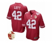 Men San Francisco 49ers #42 Ronnie Lott Nike Scarlet 70th Anniversary Patch Retired Game Jersey