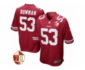 Men San Francisco 49ers #53 NaVorro Bowman Scarlet 70th Anniversary Patch Game Jersey