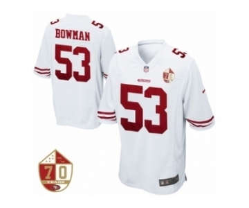 Men San Francisco 49ers #53 NaVorro Bowman White 70th Anniversary Patch Game Jersey