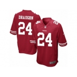 Men's Nike San Francisco 49ers #24 Shaun Draughn Game Red Team Color NFL Jersey