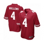 Men's Nike San Francisco 49ers #4 Nick Mullens Game Red Team Color NFL Jersey