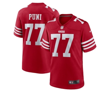 Men's San Francisco 49ers #77 Puni Game Red Football Jersey