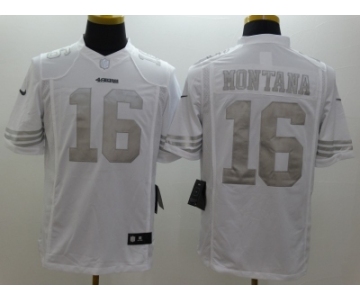 Nike San Francisco 49ers #16 Joe Montana White Platinum jerseys