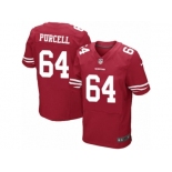 Men's Nike San Francisco 49ers #64 Mike Purcell Elite Red Team Color NFL Jersey