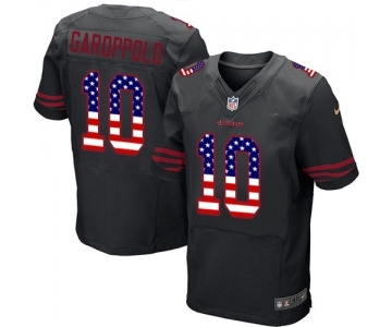 Men's San Francisco 49ers #10 Jimmy Garoppolo Elite Black Alternate USA Flag Fashion Football Jersey