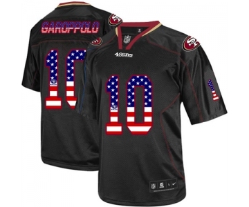 Men's San Francisco 49ers #10 Jimmy Garoppolo Elite Black USA Flag Fashion Football Jersey