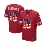 Men's San Francisco 49ers #10 Jimmy Garoppolo Elite Red Home USA Flag Fashion Football Jersey