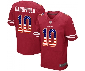 Men's San Francisco 49ers #10 Jimmy Garoppolo Elite Red Home USA Flag Fashion Football Jersey