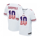 Men's San Francisco 49ers #10 Jimmy Garoppolo Elite White Road USA Flag Fashion Football Jersey