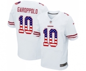 Men's San Francisco 49ers #10 Jimmy Garoppolo Elite White Road USA Flag Fashion Football Jersey