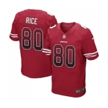 Men's San Francisco 49ers #80 Jerry Rice Elite Red Home Drift Fashion Football Jersey