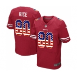 Men's San Francisco 49ers #80 Jerry Rice Elite Red Home USA Flag Fashion Football Jersey