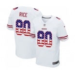 Men's San Francisco 49ers #80 Jerry Rice Elite White Road USA Flag Fashion Football Jersey