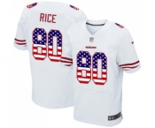 Men's San Francisco 49ers #80 Jerry Rice Elite White Road USA Flag Fashion Football Jersey