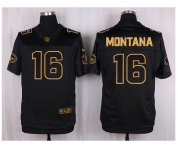 Nike San Francisco 49ers #16 Joe Montana Black Pro Line Gold Collection Jersey(Elite)