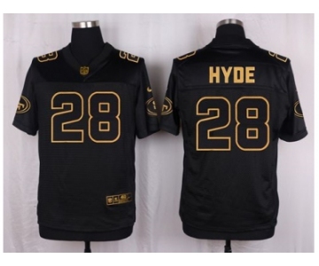 Nike San Francisco 49ers #28 Carlos Hyde Black Pro Line Gold Collection Jersey(Elite)