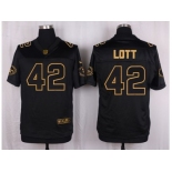 Nike San Francisco 49ers #42 Ronnie Lott Black Pro Line Gold Collection Jersey(Elite)