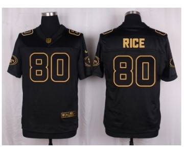 Nike San Francisco 49ers #80 Jerry Rice Black Pro Line Gold Collection Jersey(Elite)