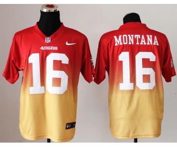 nike nfl jerseys san francisco 49ers #16 joe montana red-yellow[Elite drift fashion][second version]