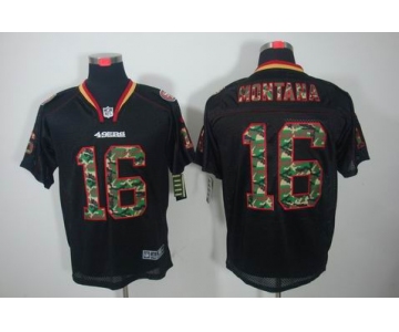 nike nfl jerseys san francisco 49ers #16 montana black[camo fashion Elite]