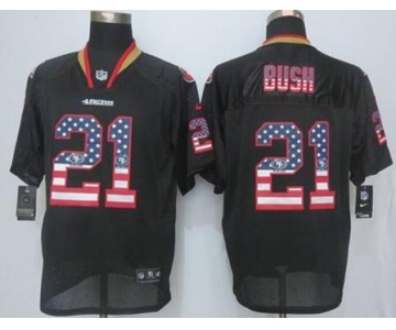 nike nfl jerseys san francisco 49ers #21 bush black[Elite USA flag fashion][bush]