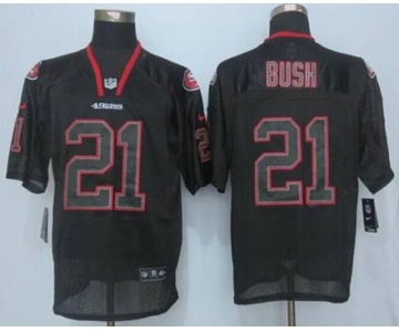 nike nfl jerseys san francisco 49ers #21 bush black[Elite lights out][bush]