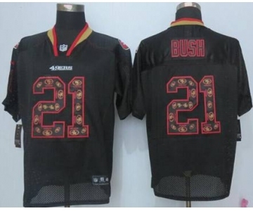 nike nfl jerseys san francisco 49ers #21 bush black[Elite united sideline][bush]