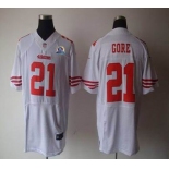 nike nfl jerseys san francisco 49ers #21 gore white[Elite 50th Patch]