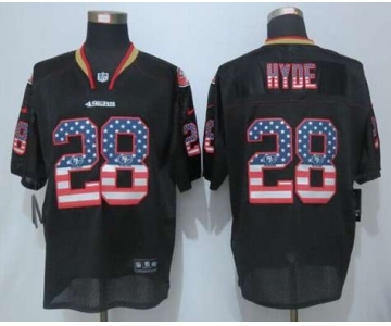 nike nfl jerseys san francisco 49ers #28 hyde black[Elite USA flag fashion]