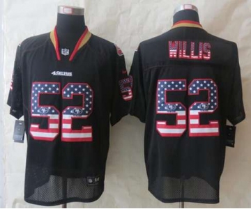 nike nfl jerseys san francisco 49ers #52 patrick willis black[Elite USA flag fashion]