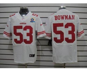 nike nfl jerseys san francisco 49ers #53 bowman white[Elite 50th Patch]