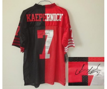 nike nfl jerseys san francisco 49ers #7 kaepernick black-red[Elite split signature]