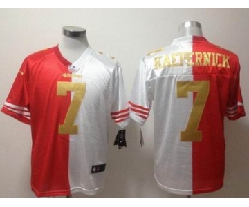 nike nfl jerseys san francisco 49ers #7 kaepernick white-red[Elite split][number golden]