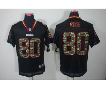 nike nfl jerseys san francisco 49ers #80 jerry rice black[camo fashion Elite]