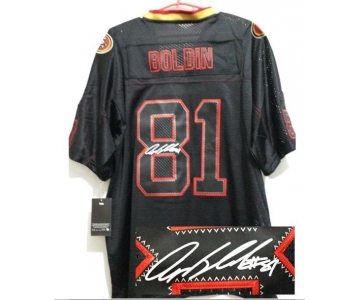 nike nfl jerseys san francisco 49ers #81 boldin black[Elite lights out signature]