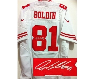 nike nfl jerseys san francisco 49ers #81 boldin white[Elite signature]