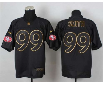 nike nfl jerseys san francisco 49ers #99 smith black[Elite gold lettering fashion]