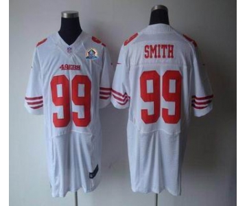 nike nfl jerseys san francisco 49ers #99 smith white[Elite 50th Patch]