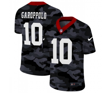 Men New Nike San Francisco 49ers #10 Garoppolo 2020 Nike Camo Salute to Service Limited Jersey