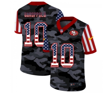 Men  New Nike San Francisco 49ers  #10 Garoppolo 2020 Nike USA Camo Salute to Service Limited Jersey