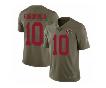 Men Nike San Francisco 49ers #10 Jimmy Garoppolo Limited Olive 2017 Salute to Service NFL Jersey