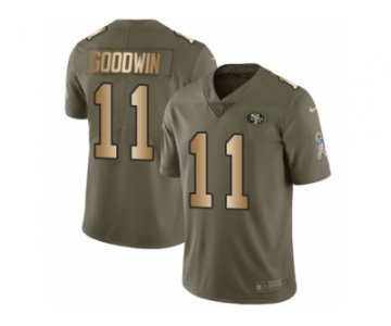 Men Nike San Francisco 49ers #11 Marquise Goodwin Limited Olive Gold 2017 Salute to Service NFL Jersey